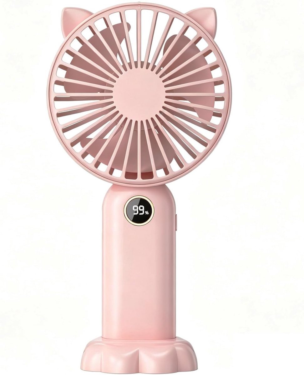 Draagbare HandVentilator handwaaier - mini ventilator - handventilator oplaadbaar - Hoofd Airco Verkoeling - Met Usb Kabel - Mobiele Tafel Fan - Kleine USB-ventilator - 5 snelheden - Mini Fan Oplaadbaar - Handheld Fan Portable - Roze