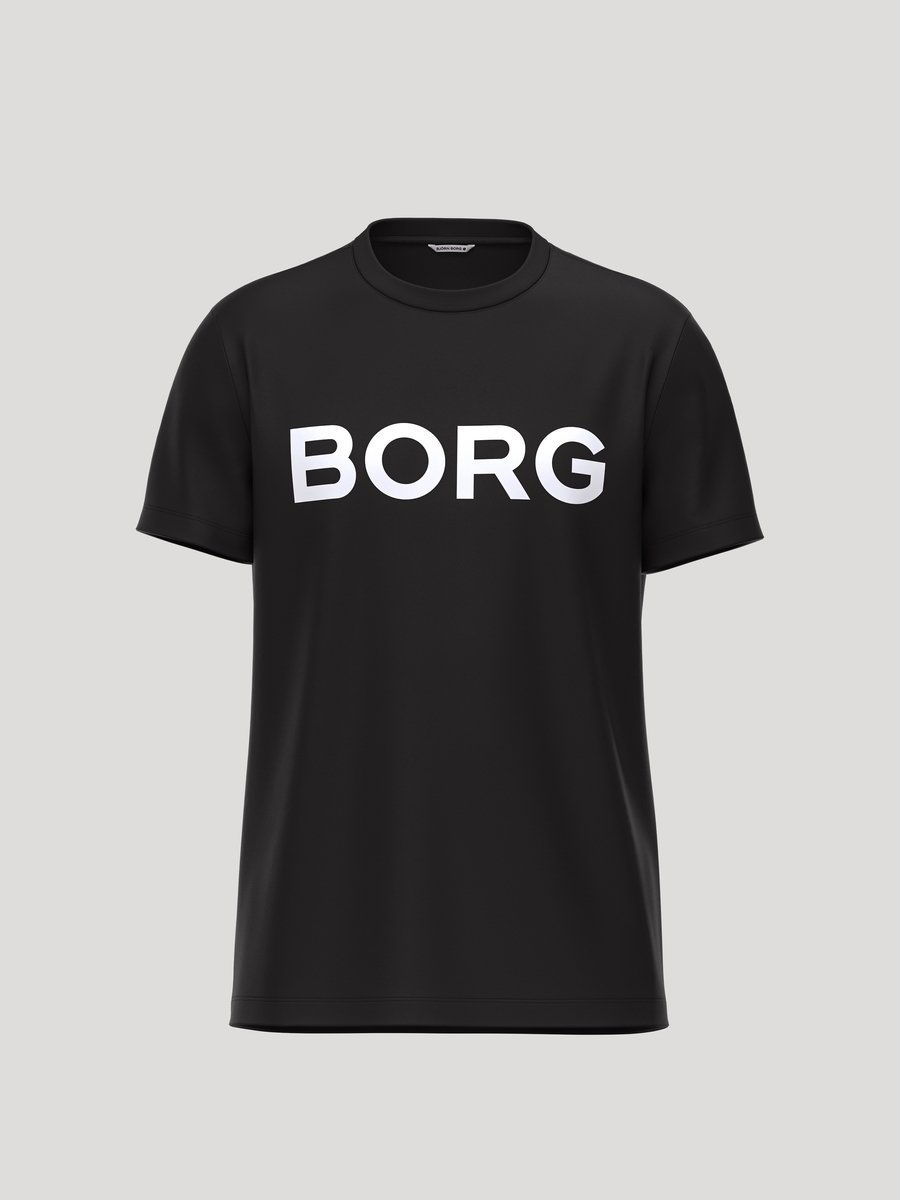 Björn Borg Essential 3 T-Shirt Heren Sportshirt Korte Mouwen Mannen - 100% Katoen - Zwart - Maat M