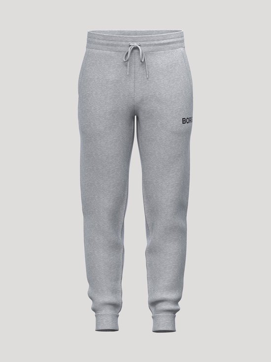Lichtgrijze joggingbroek met trekkoord en het Björn Borg logo op de linker pijp.