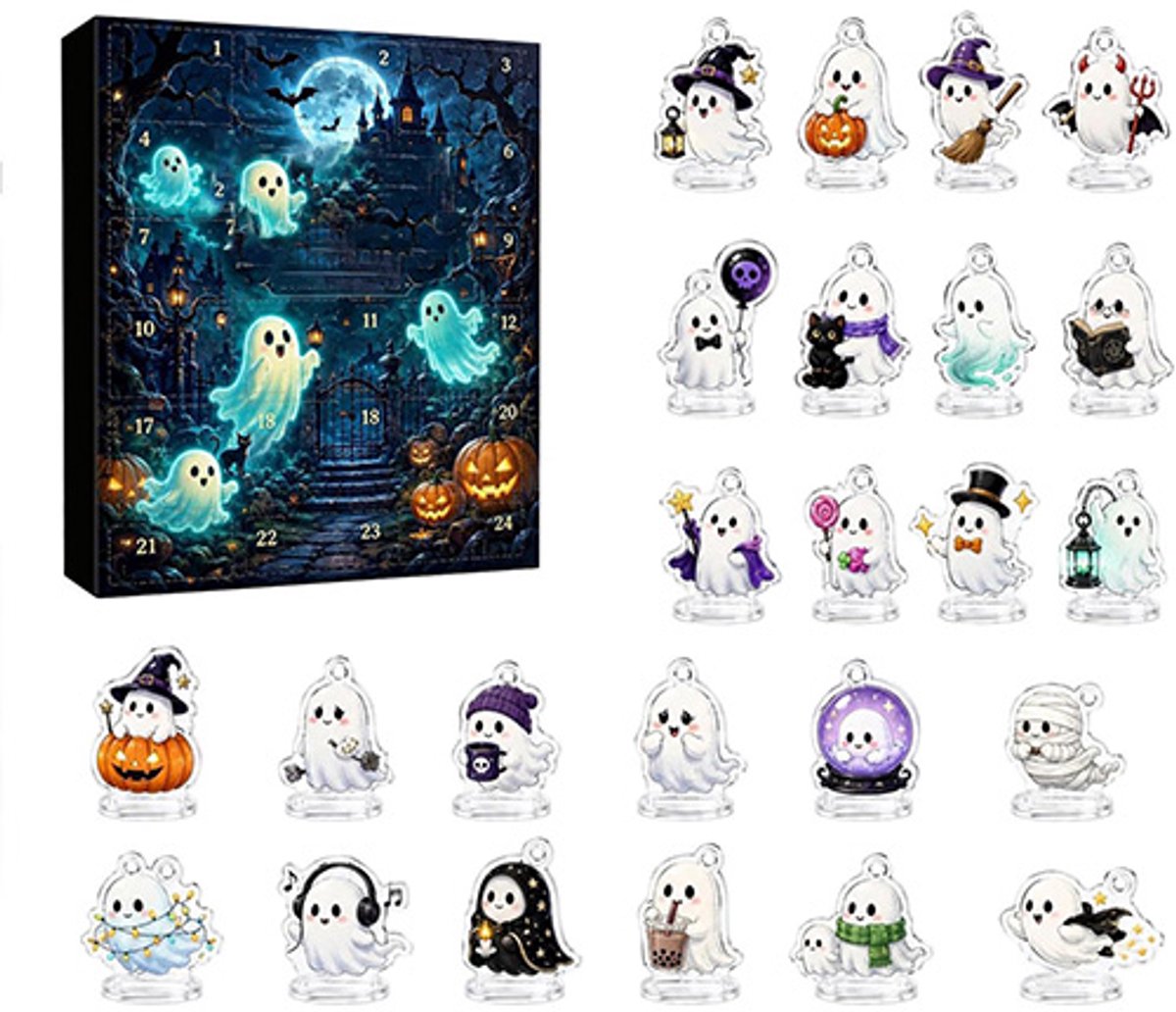2026 Halloween Adventskalender 24 Dagen - Adventskalender - 24 dagen aftellen - Aftelkalender voor kinderen en volwassenen - Halloween decoraties en bureauaccessoires - Leuke ornamenten - B