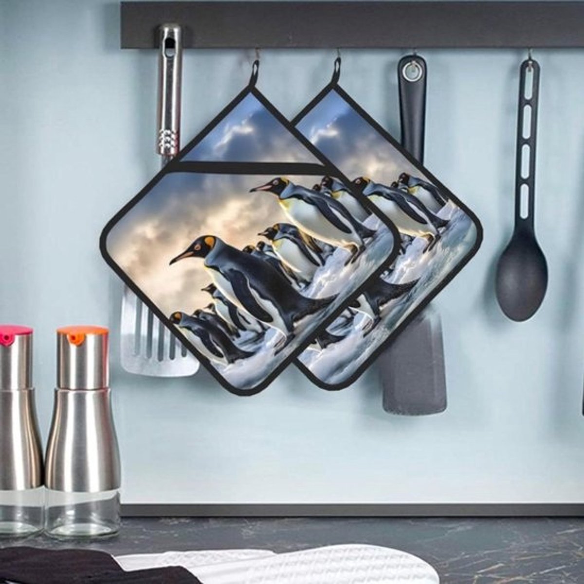 Pannenlappen met Zak - Ovenwanten Keukenonderzetter - Veilig Koken - Hittebestendig Polyester - 20 x 20.5 cm - Zwart