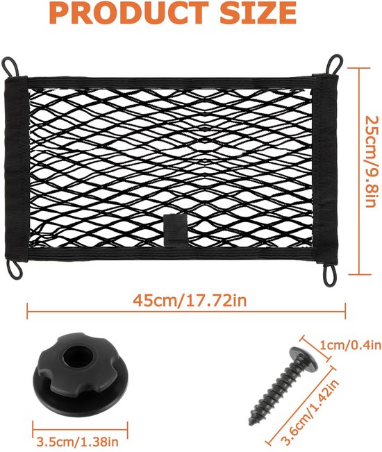 JAMHER 45x25cm Universeel Mesh Cargo Net Elastische String Net Mesh Net Pouch Dubbellaags Cargo Net met Schroeven & - ShopVlot — afbeelding 5