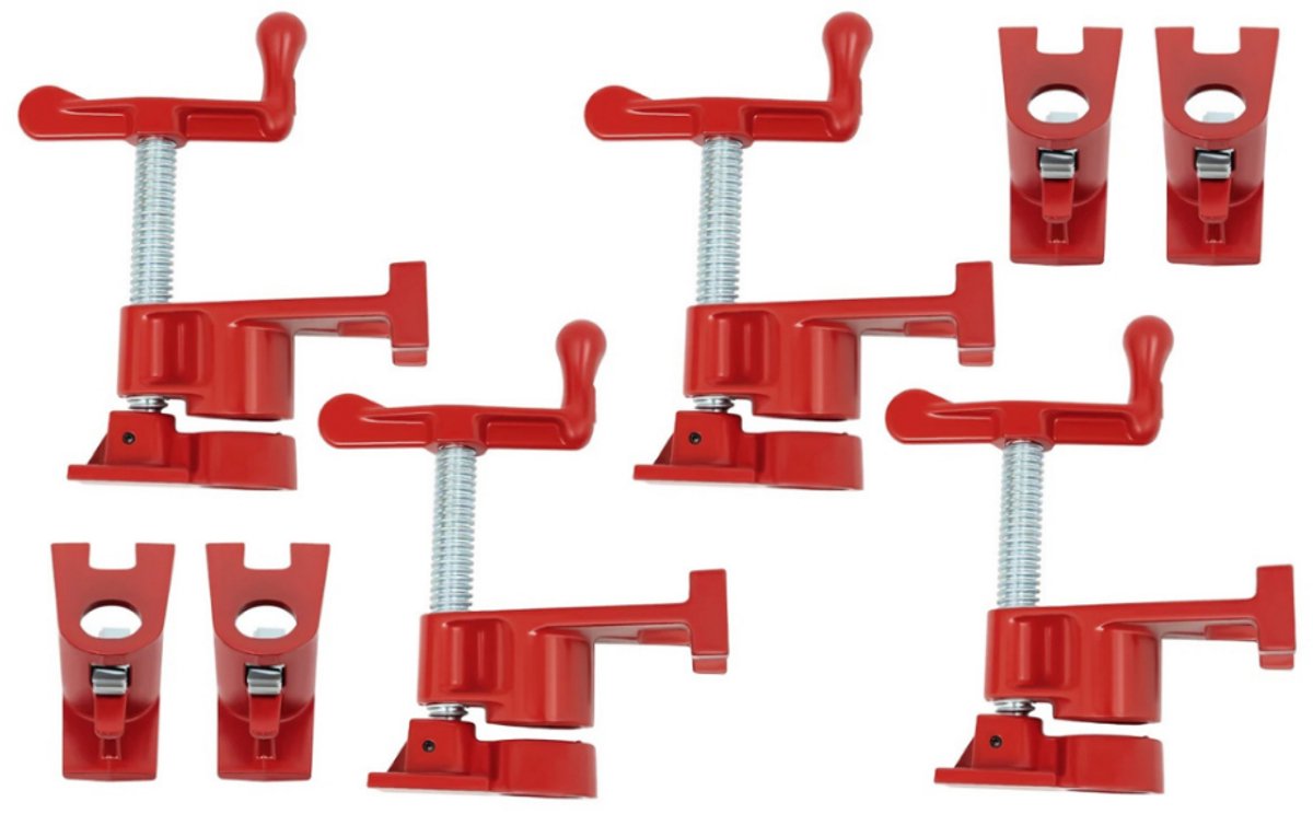 G&G lijmklem - Lijmklemmen - Buisklem - Houtklem - Gereedschap - Set van 4 - Voor 26,4 schroefdraadbuis - Gietijzer - Rood