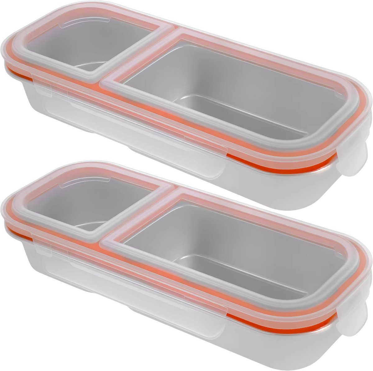 2 Stuks RVS Lunchboxen – Herbruikbare Vershoudbakjes met Deksel en Vakken, Lunchcontainers voor Werk, School en Picknick - Twee delen