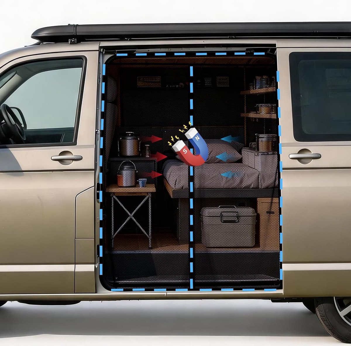 Insectenwerend Hor voor VW T5 T6 Schuifdeur - Muggennet, Vliegenbescherming en Campingaccessoires voor VW Bus