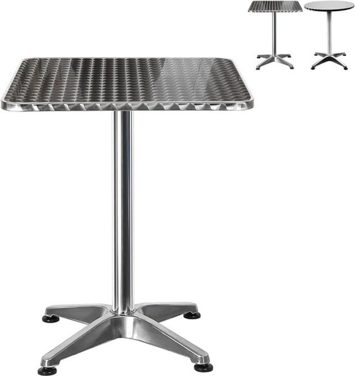 Klaptafel - Verstelbare Tafel - Buiteneten - In Hoogte Verstelbaar - 60 x 60 cm - Zilver
