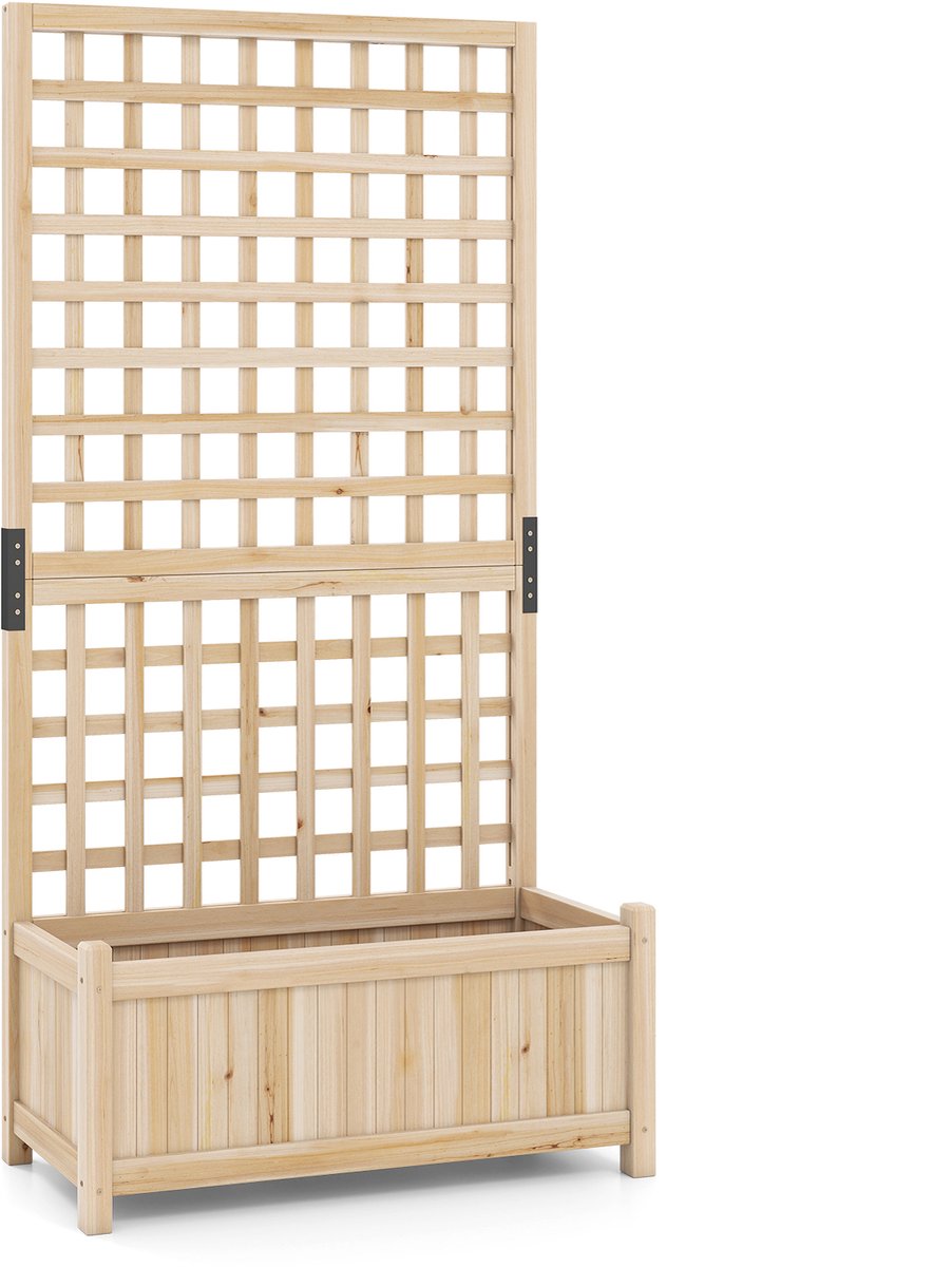 SureDeal® - Plantenbak - Klimrek Verhoogde Tuinbed - Bloemen - Klimplanten Bloembed - 76x32x143 cm - Naturel