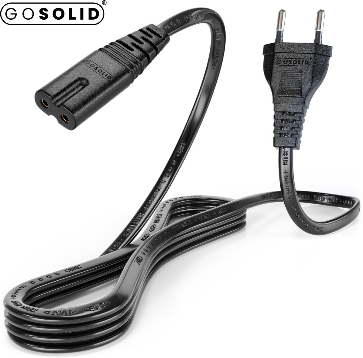 GO SOLID! Voedingskabel C7 kabel - 1,5 Meter - Netvoeding | 250 V ~ 50/60 Hz | 2.5 A