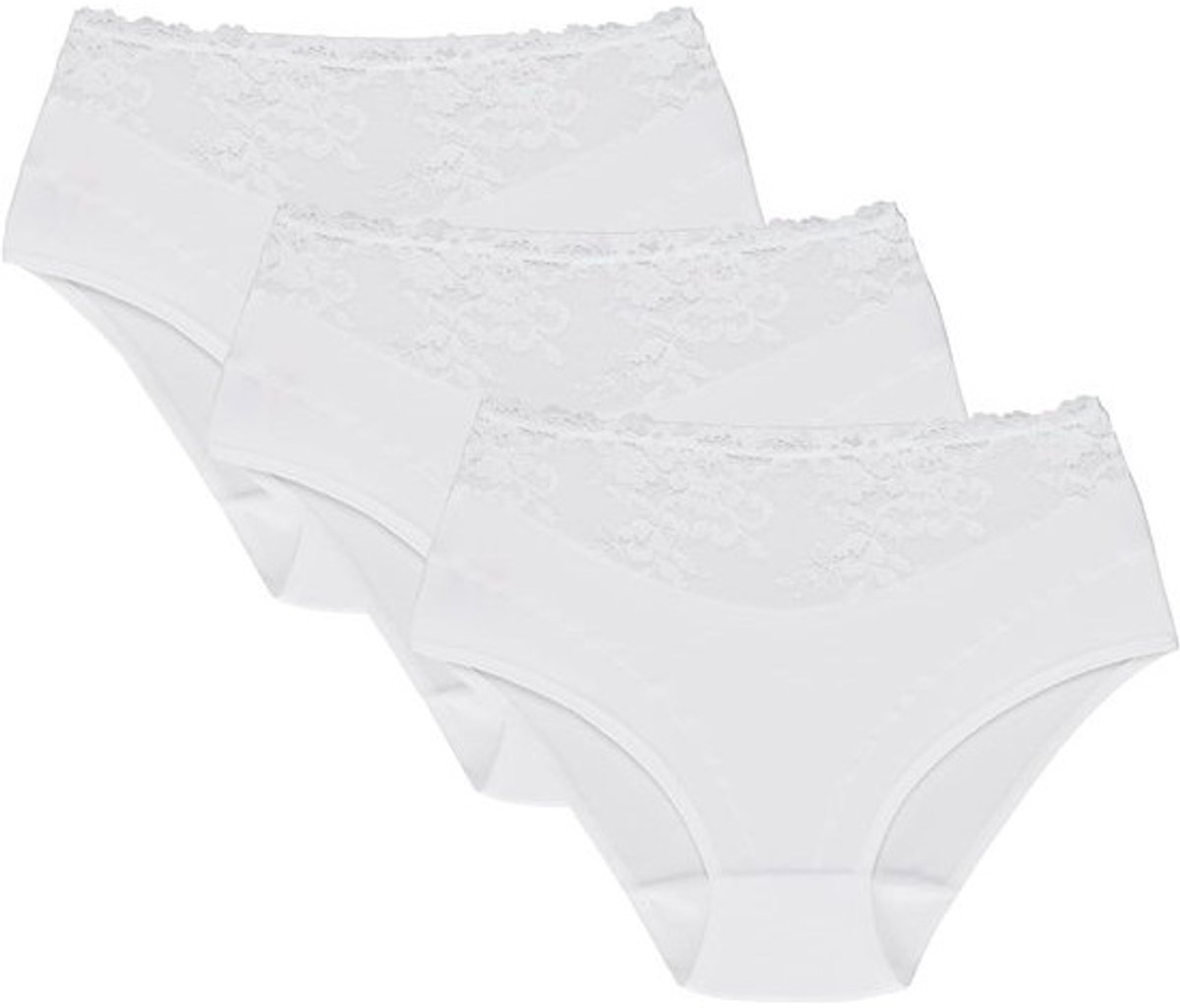 Comfortabele Katoenen Slip Dames met Hoge Taille en Kantdetail