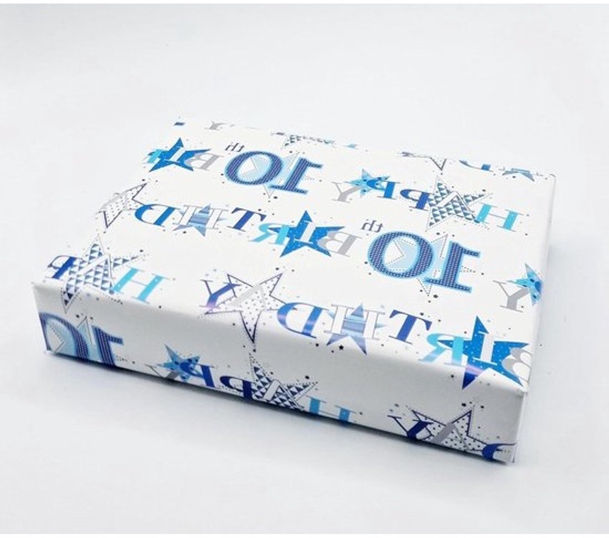 Inpakpapier Sterren - Cadeaupapier Vellen - Verjaardag Inpakken - 10e Verjaardag Thema - 50x70 cm - Blauw