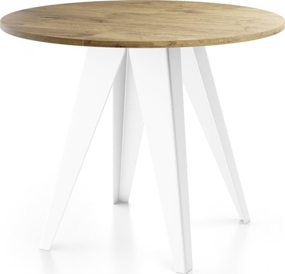 Ronde uittrekbare eettafel in industriële stijl met metalen poten