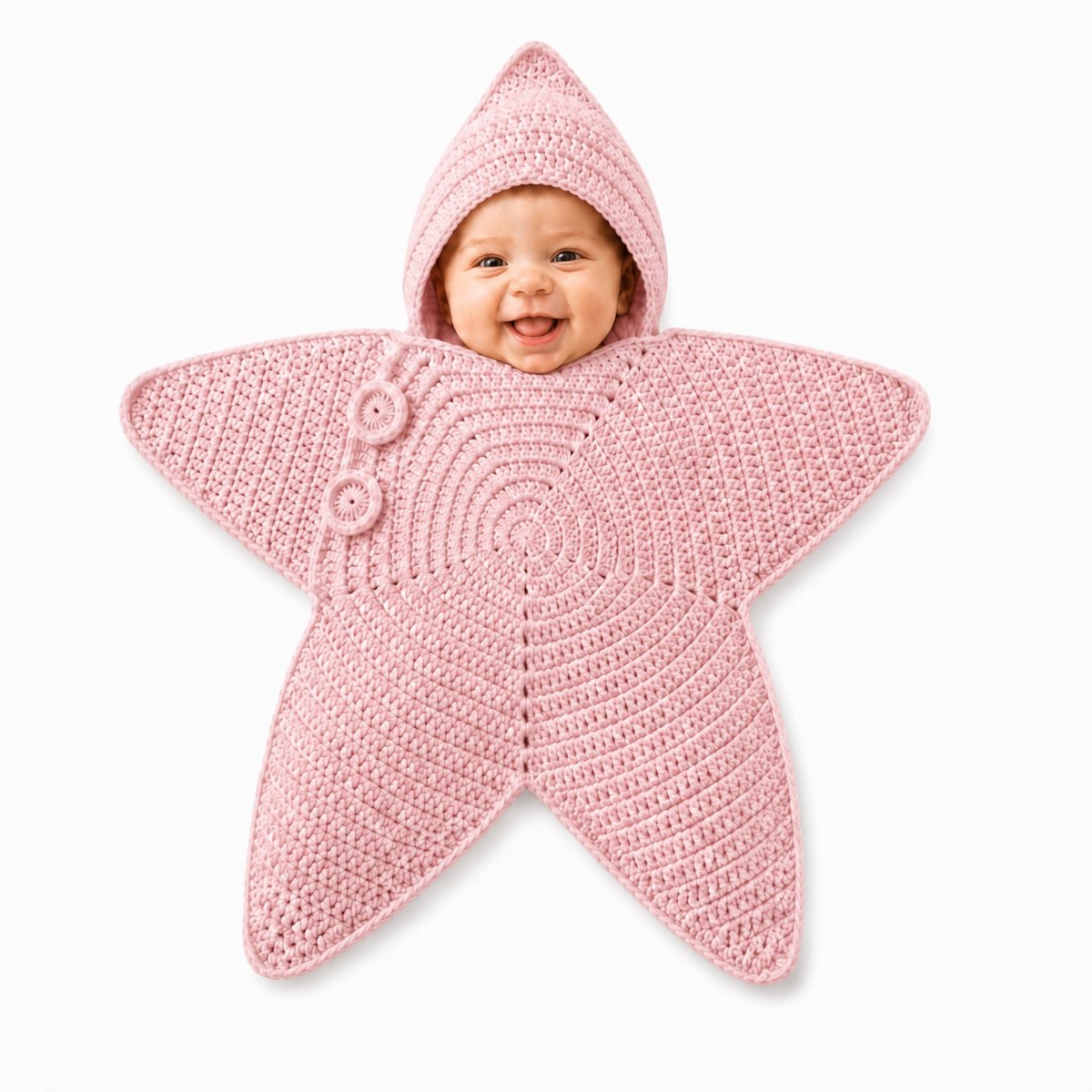 Ryoudavell - handgebreid ster baby slaapzak - ster baby slaapzak - gehaakt deken - newborn wikkeldeken - Baby Starfish Onesie - geschikt voor baby´s 3‑9 maanden - blauw baby´s 3‑9 maanden - blauw - roze