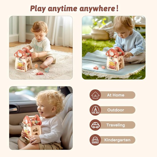 5-in-1 Montessori Speelgoed – Vormensorteerder & Muziek – Activiteitenbord – Vanaf 1 jaar — afbeelding 4