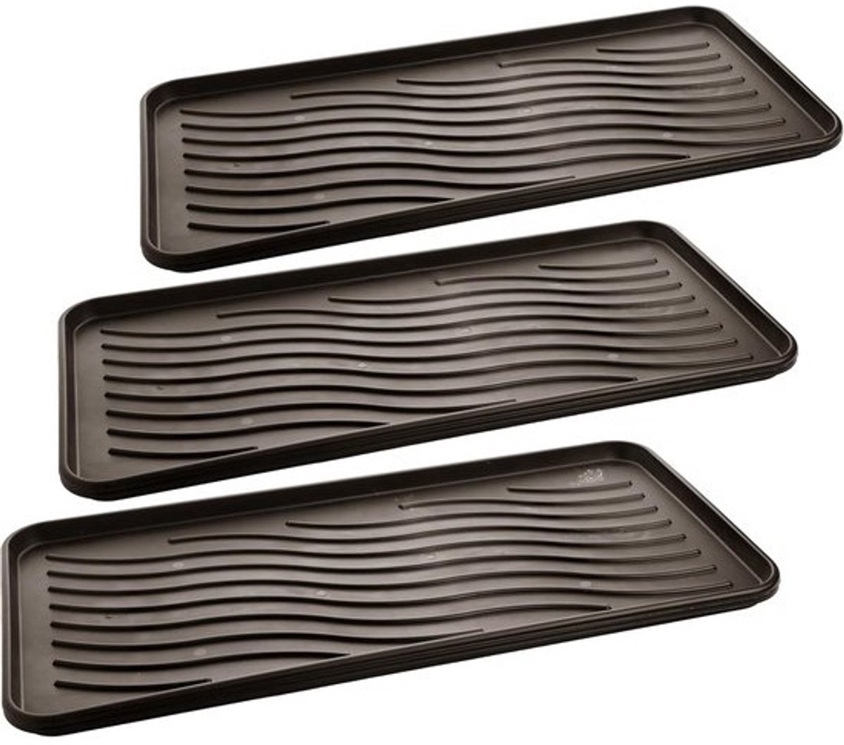 Set van 3 Grote Schoenen- en Vocht Opvangbakken met Verhoogde Rand (78x38 cm)