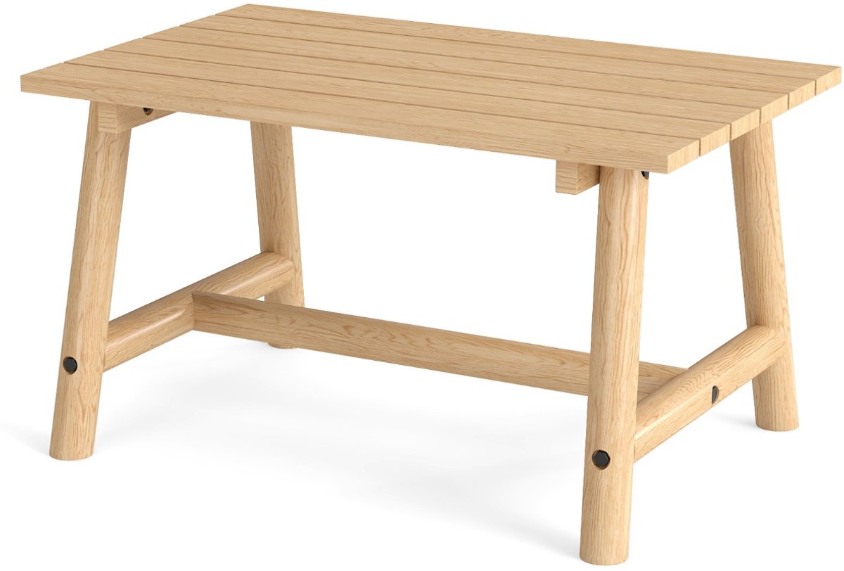 SureDeal® - Tuintafel - Massief Houten - Lamellenblad Rechthoekige Buitentafel - Tuin Terras Gazon - 90x55x50 cm - Naturel