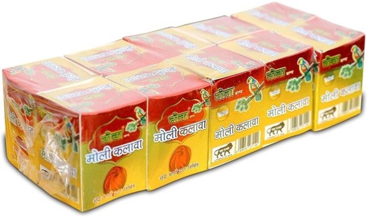 Heilige Draad Set - Kalava Moli Rol - Religieuze Ceremonies - 100% Katoen Met Geur - 5x 20 Gram
