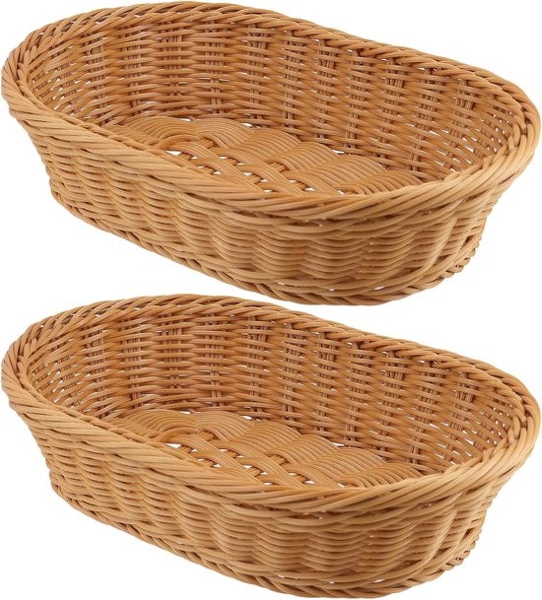 Broodmanden Set - Rieten Manden - Brood Fruit Opslag - Waterbestendig Stapelbaar - 30x20x7 cm - Bruin