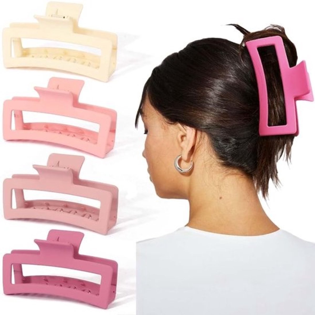 Extra Grote Roze Haarclip XL – Oversized Klem voor Dik en Lang Haar – Sterke Anti-Slip Houdgreep