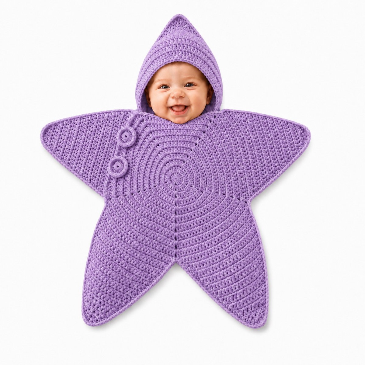 Ryoudavell - handgebreid ster baby slaapzak - ster baby slaapzak - gehaakt deken - newborn wikkeldeken - Baby Starfish Onesie - geschikt voor baby´s 3‑9 maanden - blauw baby´s 3‑9 maanden - blauw - paars