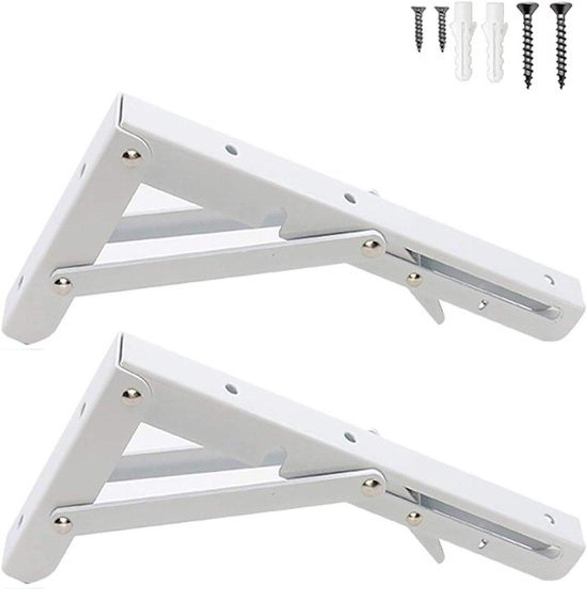 Vouwplank Beugels - Opklapbare Steunen - Ruimte Besparen - Zware Belasting - 400 mm - Wit