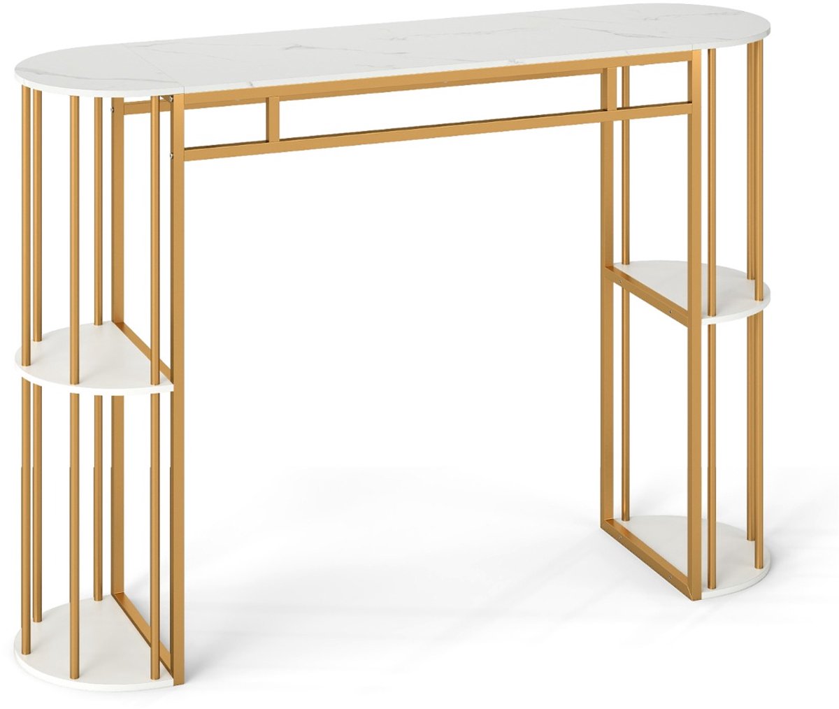 SureDeal® - Eettafel - Barfotentafel - Opbergruimte Moderne Keukentafel - Halfronde Planken - Stevig Metalen - 150x40x105 cm - Zwart
