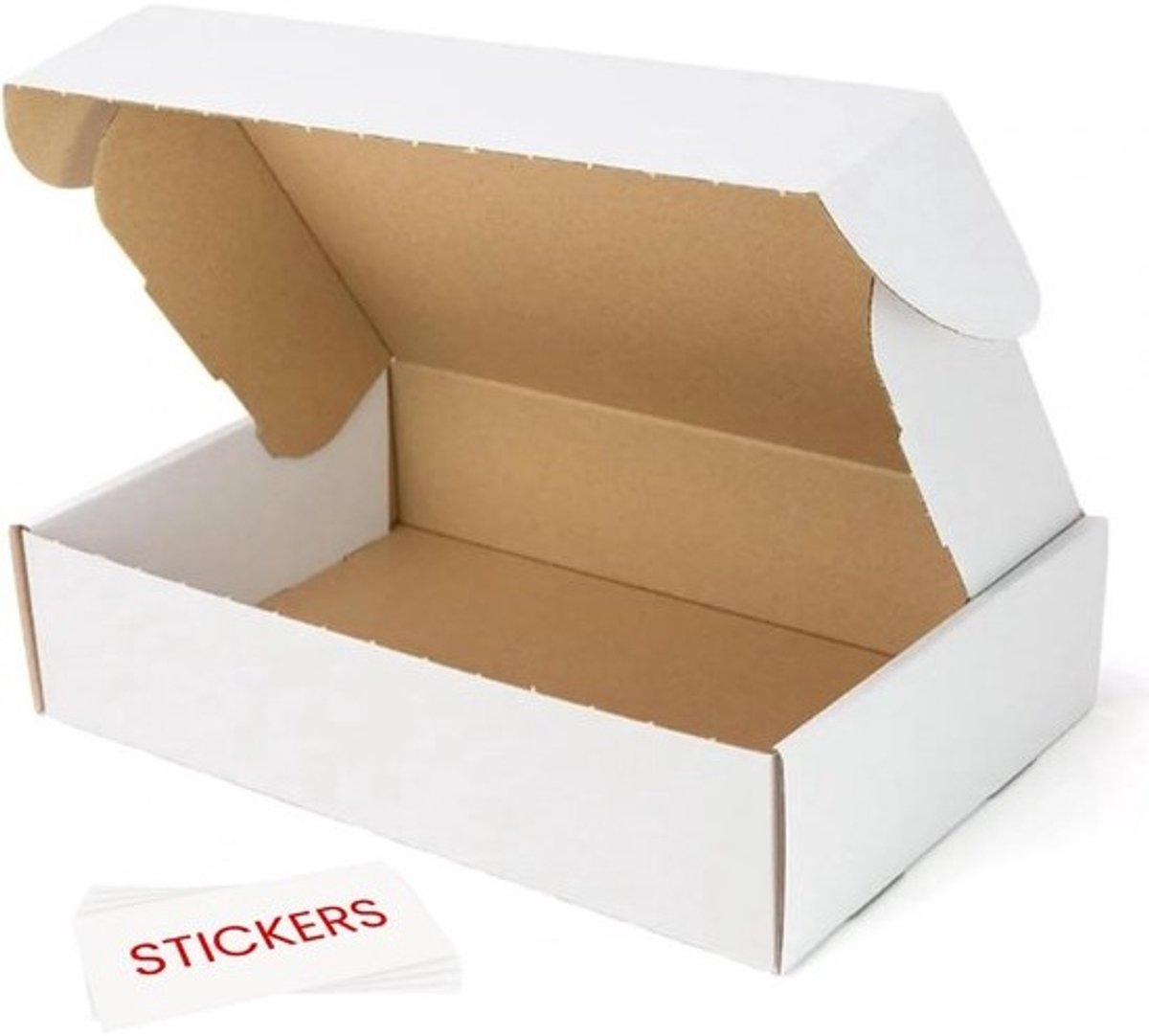 Kleine Witte Verzenddozen Golfkarton 20x15x5 cm - Set van X Stuks Inclusief Stickers