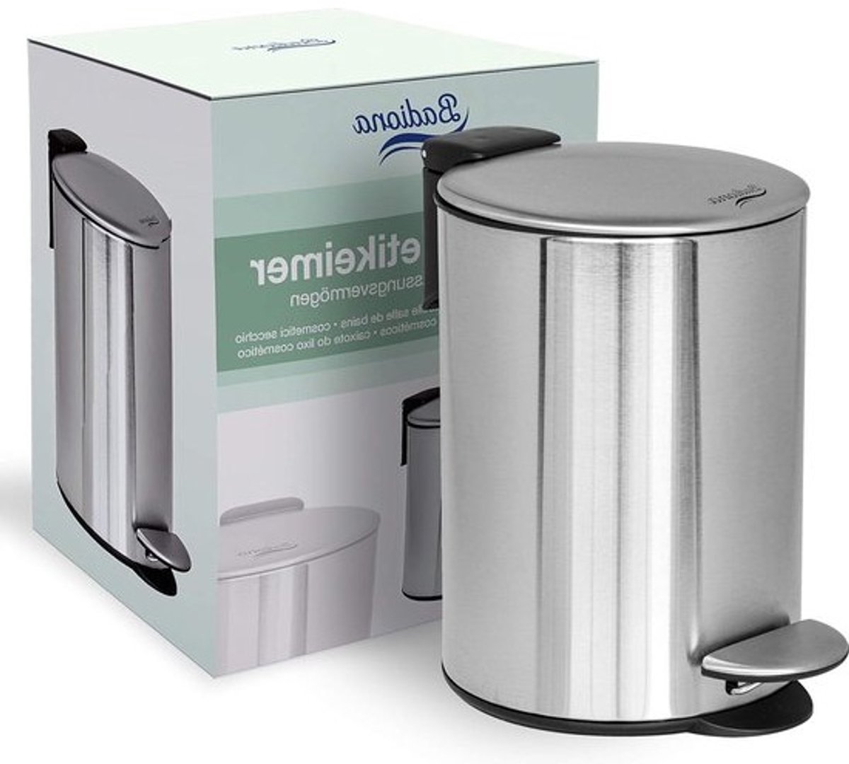 5 liter Cosmetica-emmer van roestvrij staal met softclosemechanisme voor badkamer- mini afvalemmer met deksel