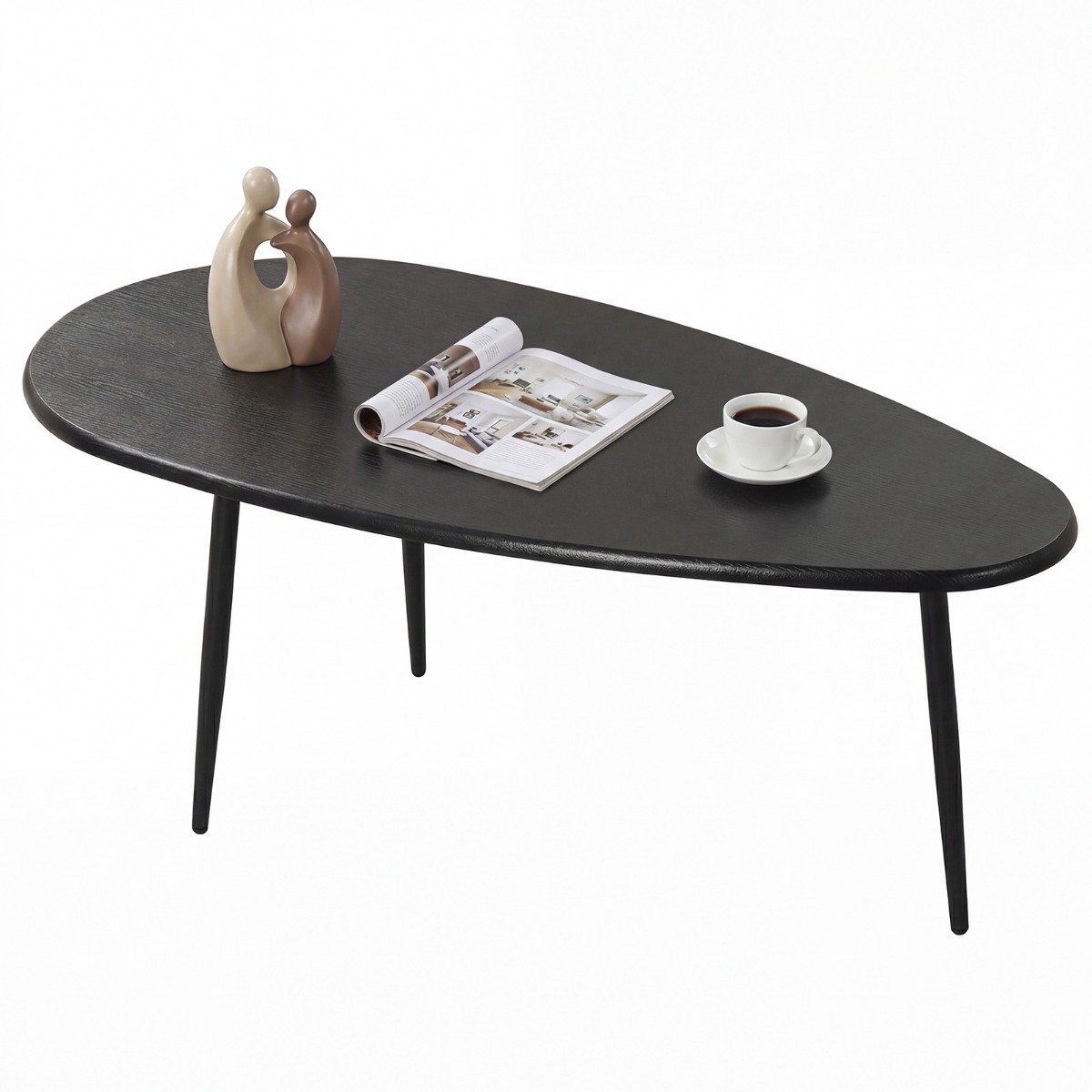 SureDeal® - Salontafel - Ovale Middeleeuwse - Stabiele Metalen Constructie - Compact Ontwerp Retro - Woonkamer - 108x56x44 cm - Zwart
