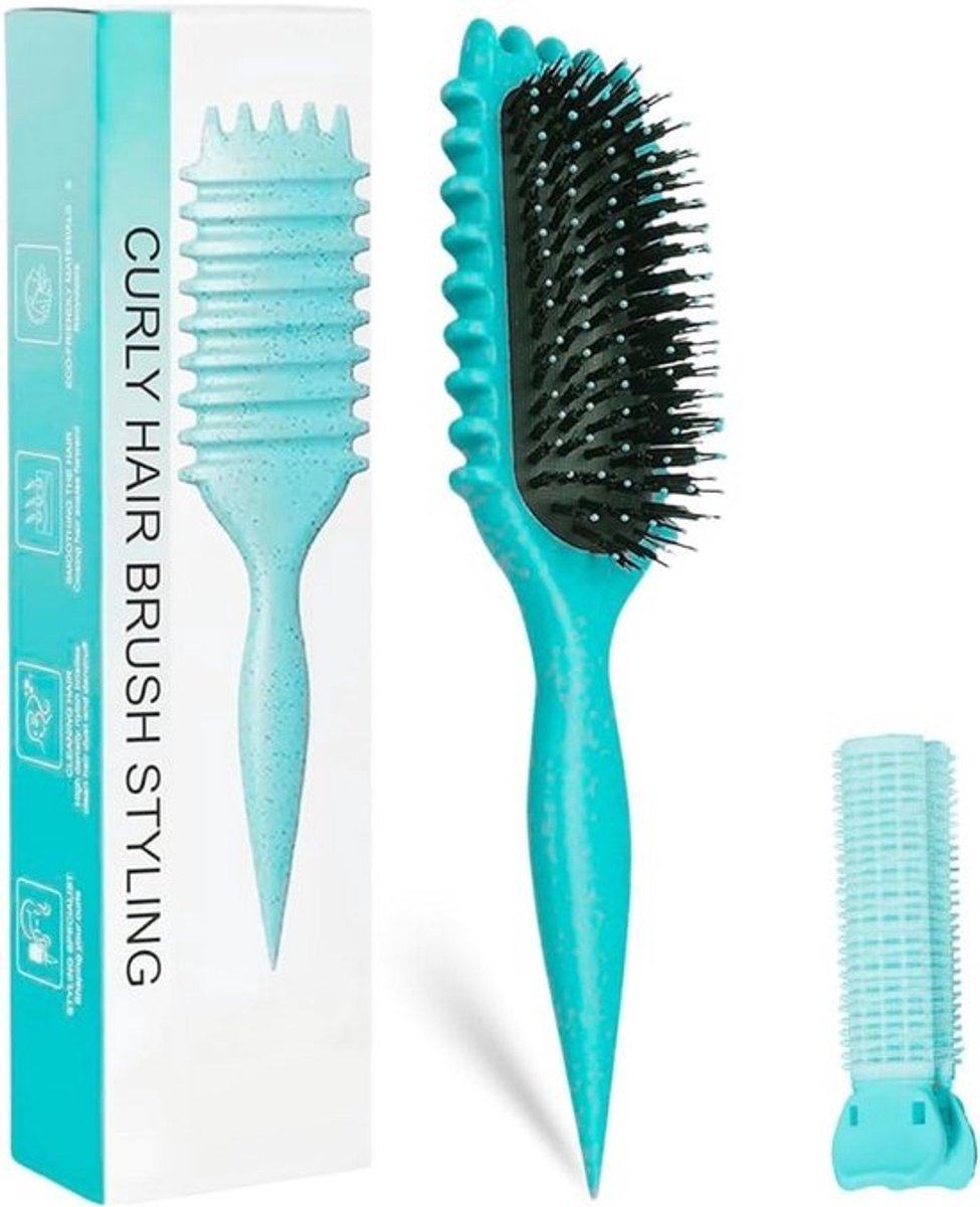 Krulborstel voor Alle Haartypes met Ontklitter en Haarclip