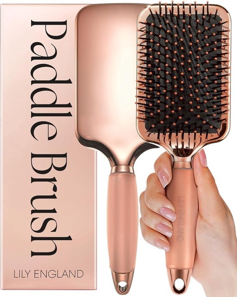 Hair Brush without Pulling, Detangling Brush, Gift for Women, Paddle Brush, Comfortable Bristles for Hair and Scalp, Brush for All Hair Types, Rose Gold and Black
