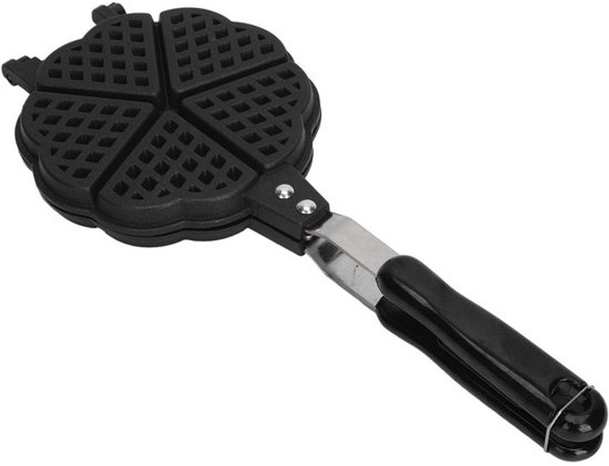 Wafelijzer Pan - Wafelmaker Koekenpan - Wafels Bakken - Lichtgewicht Aluminium - 15 x 37 cm - Zwart