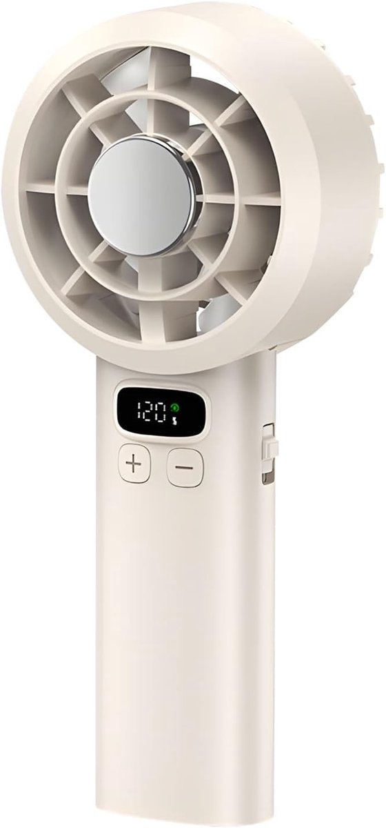 Kleine USB-ventilator - Draagbare Mini Ventilator - 1200 mAh - Ventilator 120 Standen - Draagbaar Kleine Tafelventilator - Oplaadbaar USB Handventilator - Handventilator met IJs Koeling - Abrikoos - Mini Ventilator - Draagbare USB Ventilator