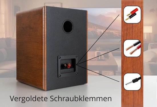 Boekenplankluidsprekers - Compacte boxen - Muziek luisteren - 2-wegsysteem - 65 inch woofer - Bruine houtlook — afbeelding 4
