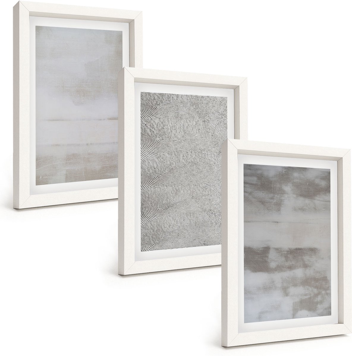 Wallfluent 3-Delige Schilderij Set - Moderne Textuurstructuren In Een Minimalistische Stijl. - 20 x 30 - Wanddecoratie - Muurdecoratie - Moderne Interieurdecoratie - Moderne Wanddecoratie