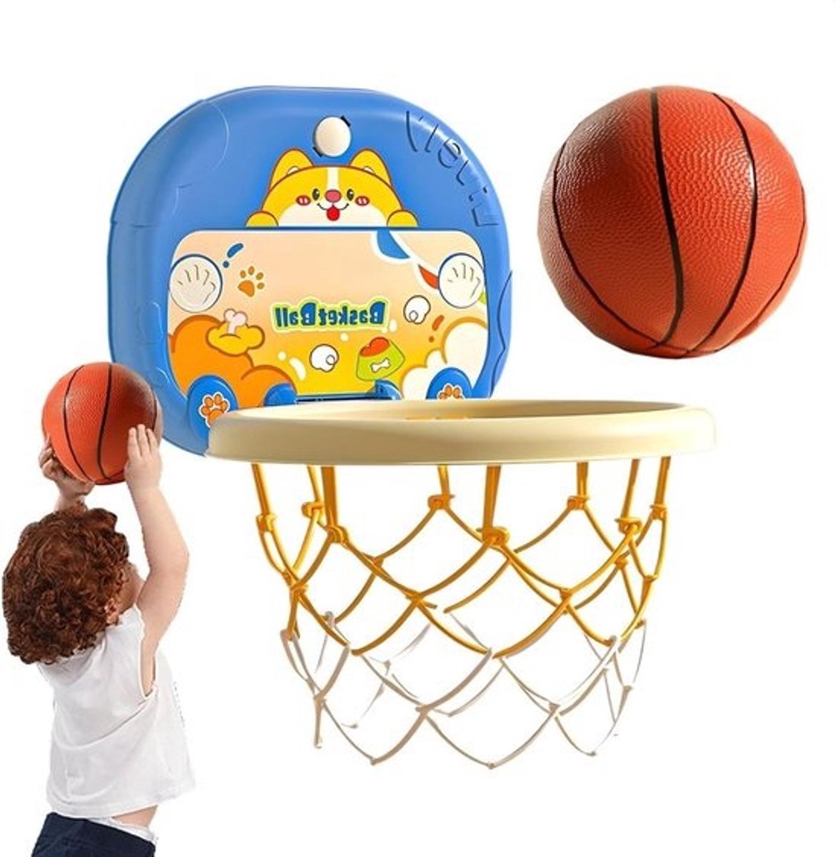 Kinder Basketbalring - Speelgoed Basketbal - Actief Spelen - Zonder Boren - Verstelbaar - Blauw