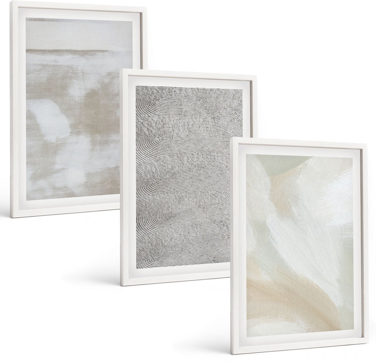Wallfluent 3-Delige Schilderij Set - Abstractie In Design Moderne Schilderkunst Texturen - 40 x 60 - Muurdecoratie - Decoratieve Schilderijen - Wohnzimmer - Wanddecoratie