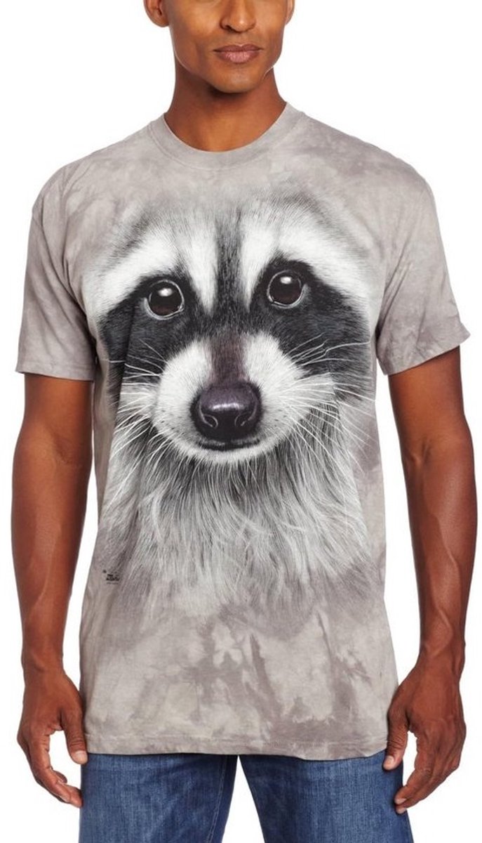 T-shirt met Realistische Raccoon Gezicht Print - Uniek Shirt voor Heren en Dames