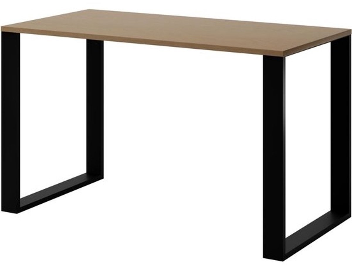 Industriële Rechthoekige Eettafel met Zwarte Metalen Poten voor Woonkamer en Keuken