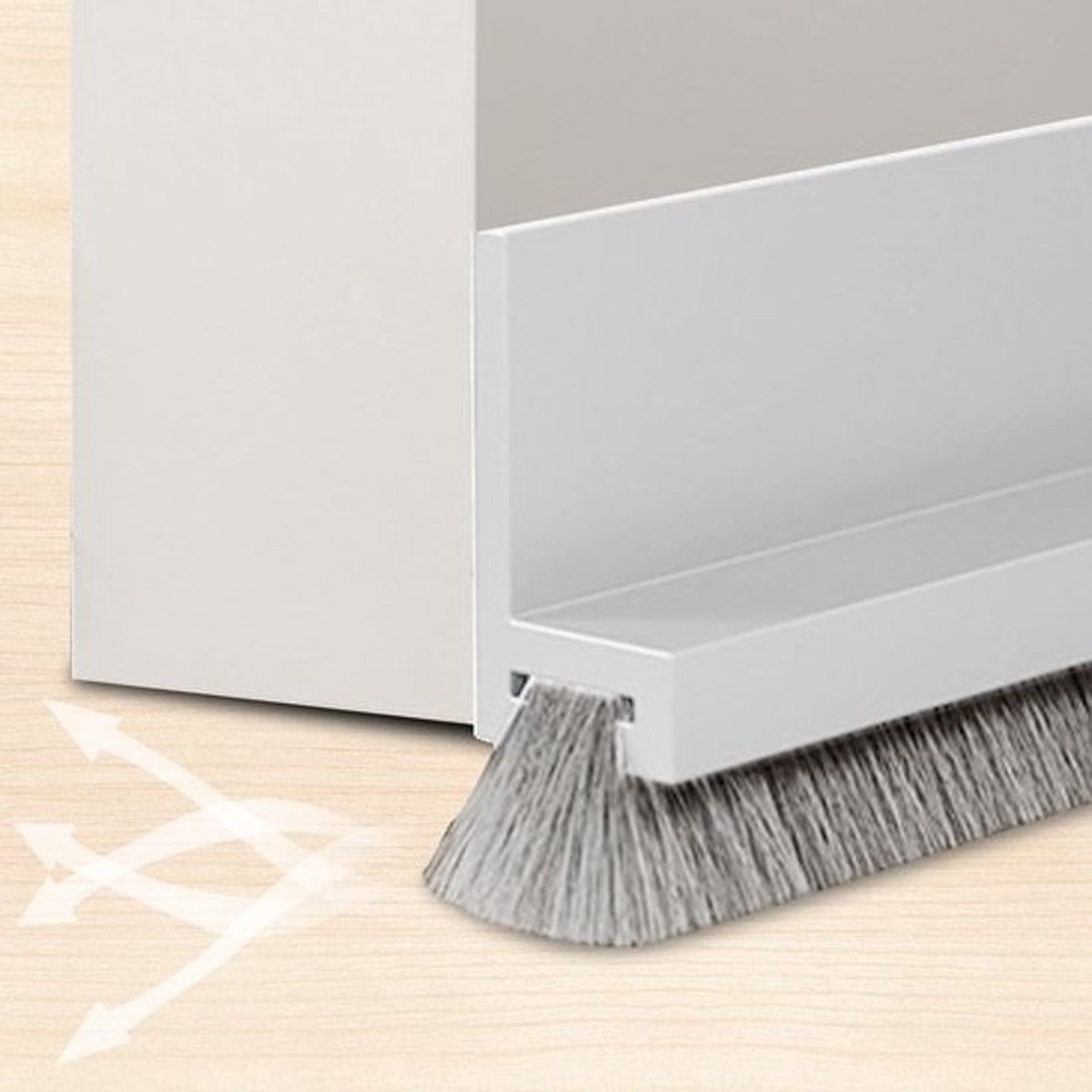 Dichtband voor Deuren, 100 cm, Zelfklevend, Borstelafdichting, Tochtstrip, Tochtwering, Energiezuinig, Geluidsisolatie, Wit