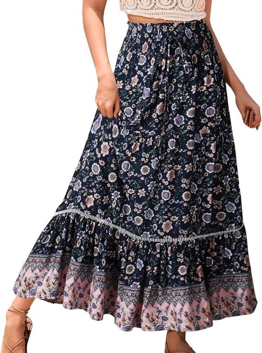 Hoge Taille Maxi Rokken met Elastische Taille voor Dames Lange Zomer Jurk Stijl