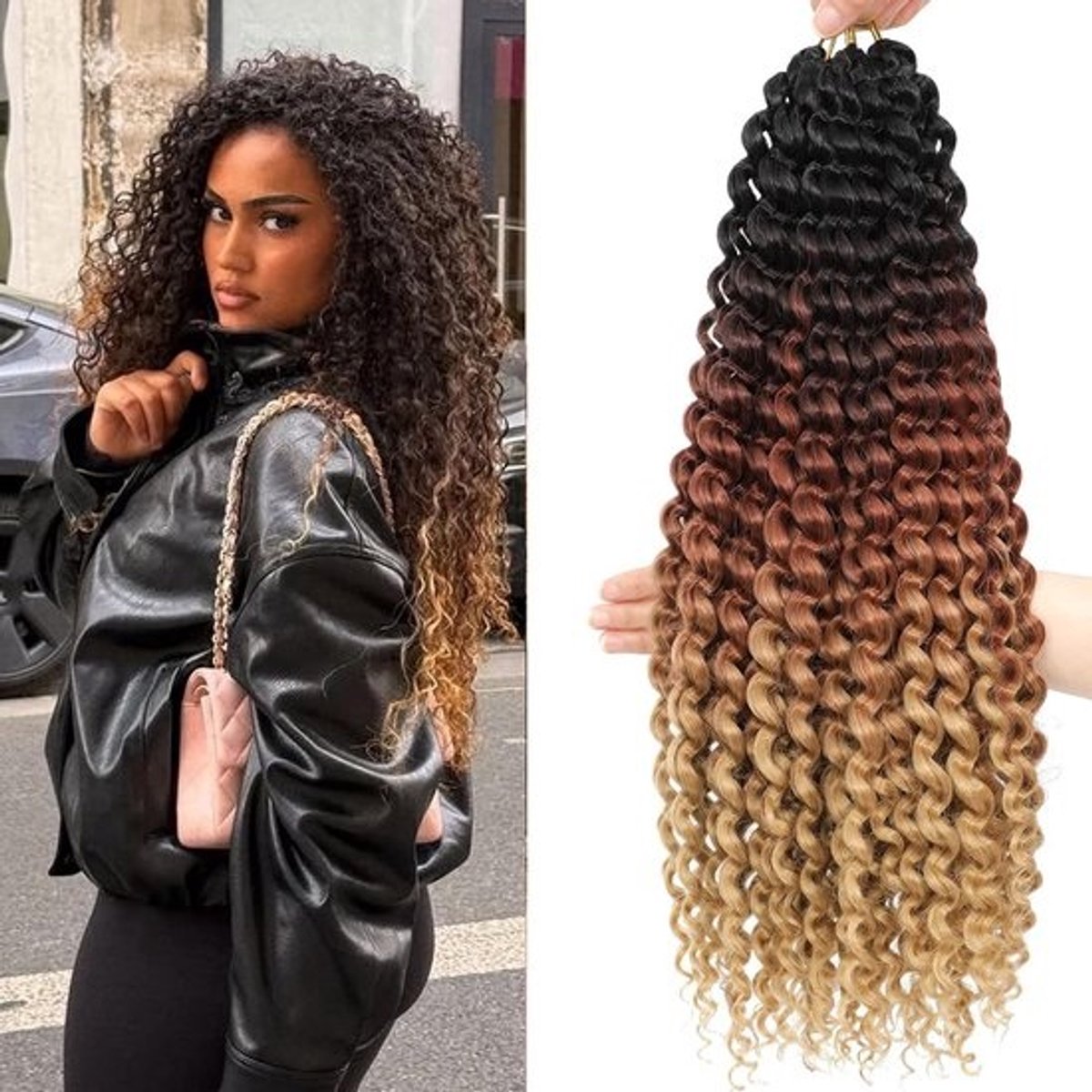 Kinky Curly Synthetisch Haarextensions 45 cm Deep Wave Vlecht-/Haakwerk voor Dames