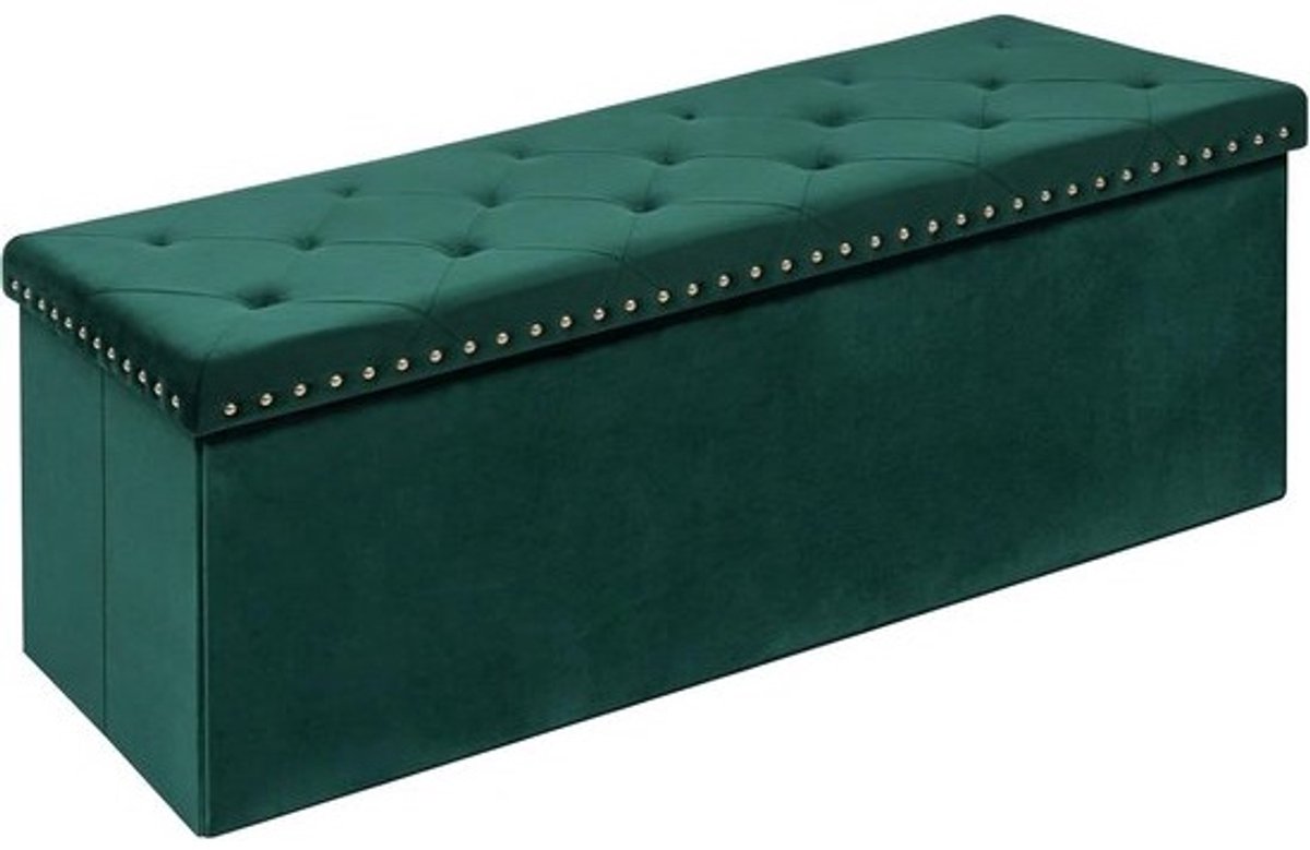 Opbergbank met Fluweel - Poef Bank Opbergkruk - Ruimte Organiseren - Opvouwbaar Design - 110 x 40 x 40 cm
