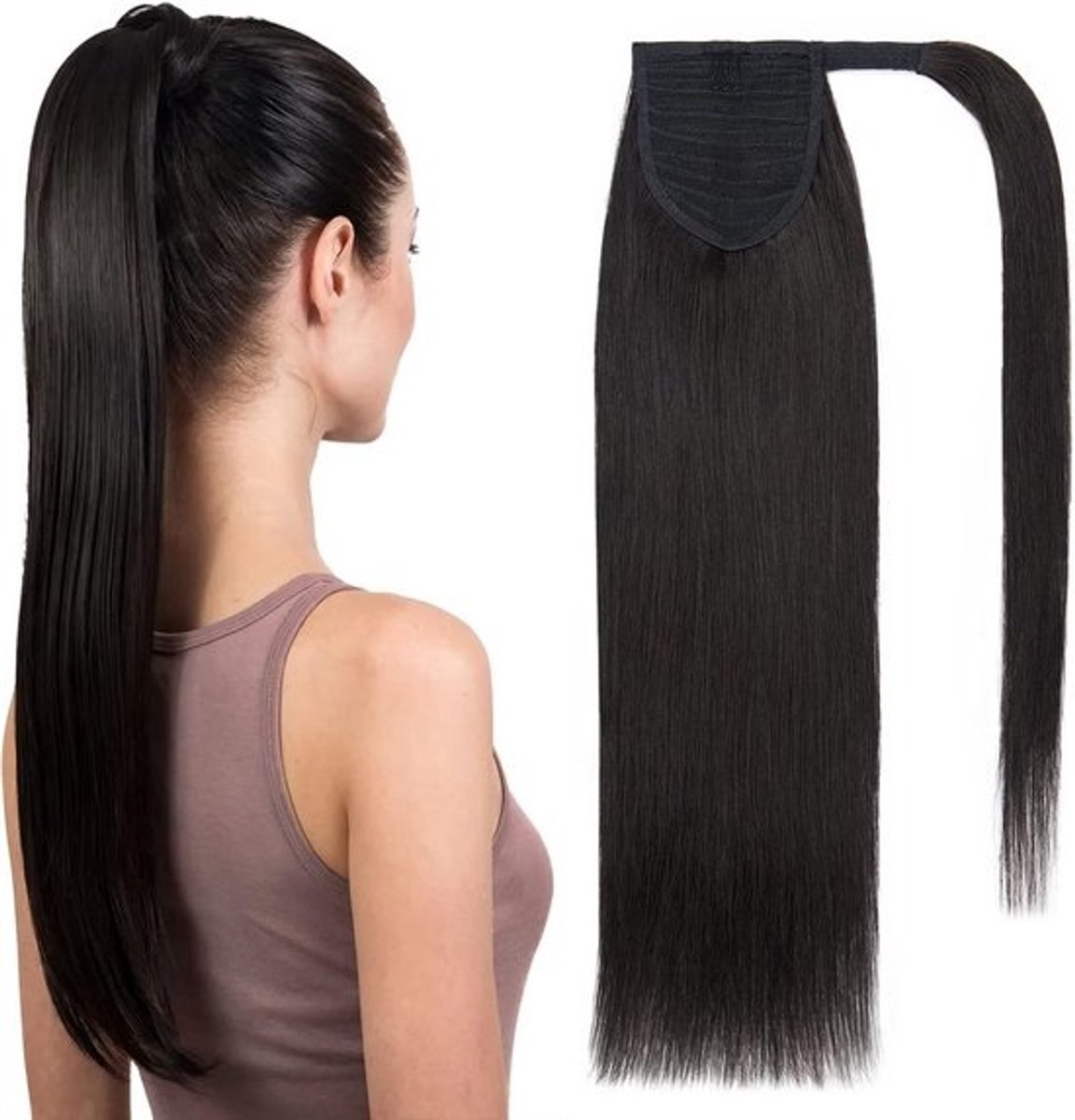 Paardenstaart Extensions Echt Haar 50 cm - 95 g Natuurzwart