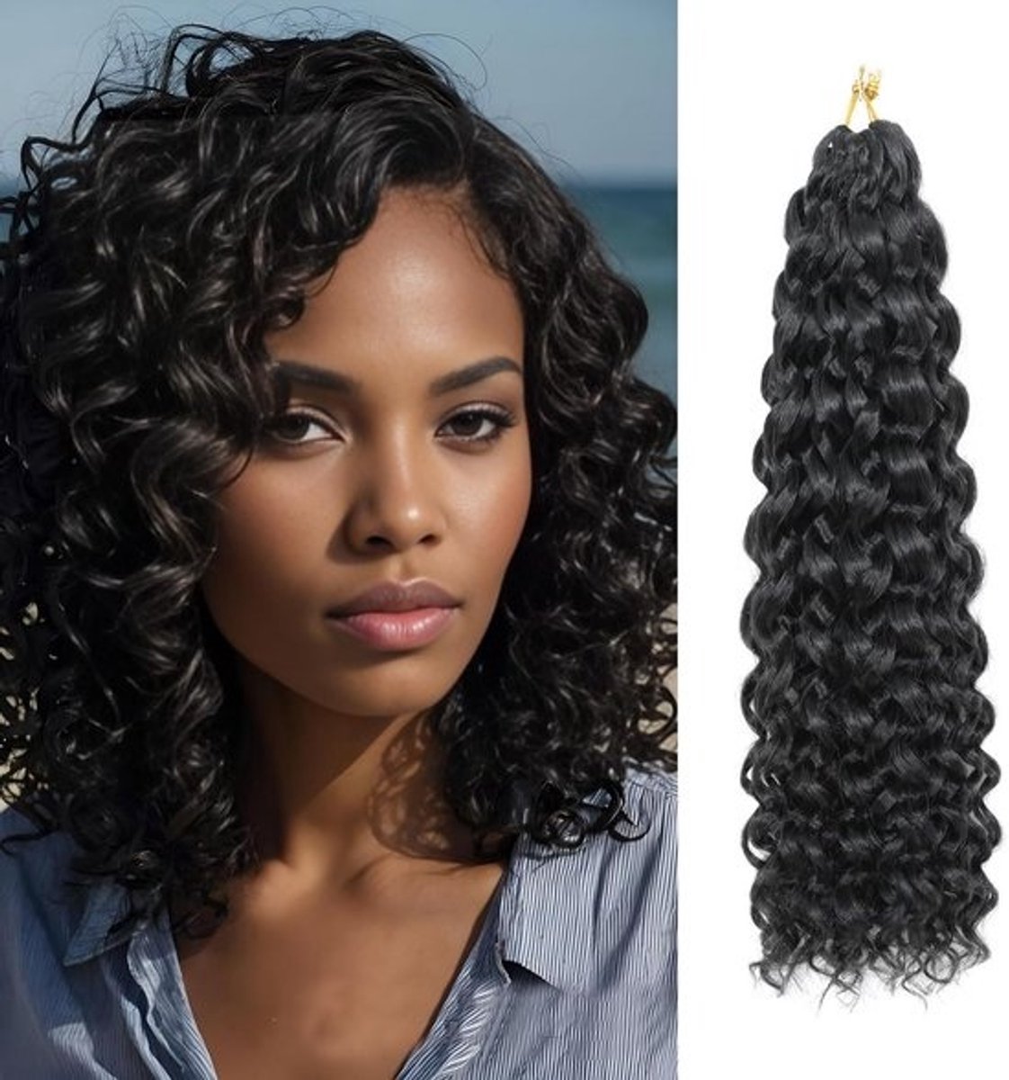 Lange Krullende Haaar Extensions voor Vrouwen - 18 Inch Curly Crochet Haar