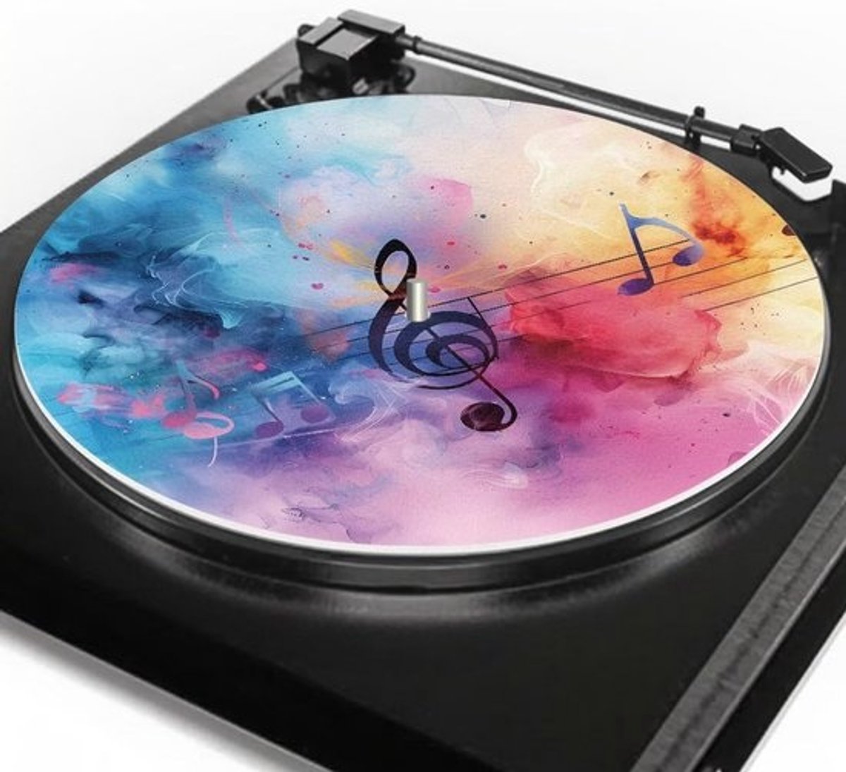 Platenspeler Mat 30,5 cm - Antistatische & Antislip LP Vinyl Platenmat met Abstract Muzieknoten Design