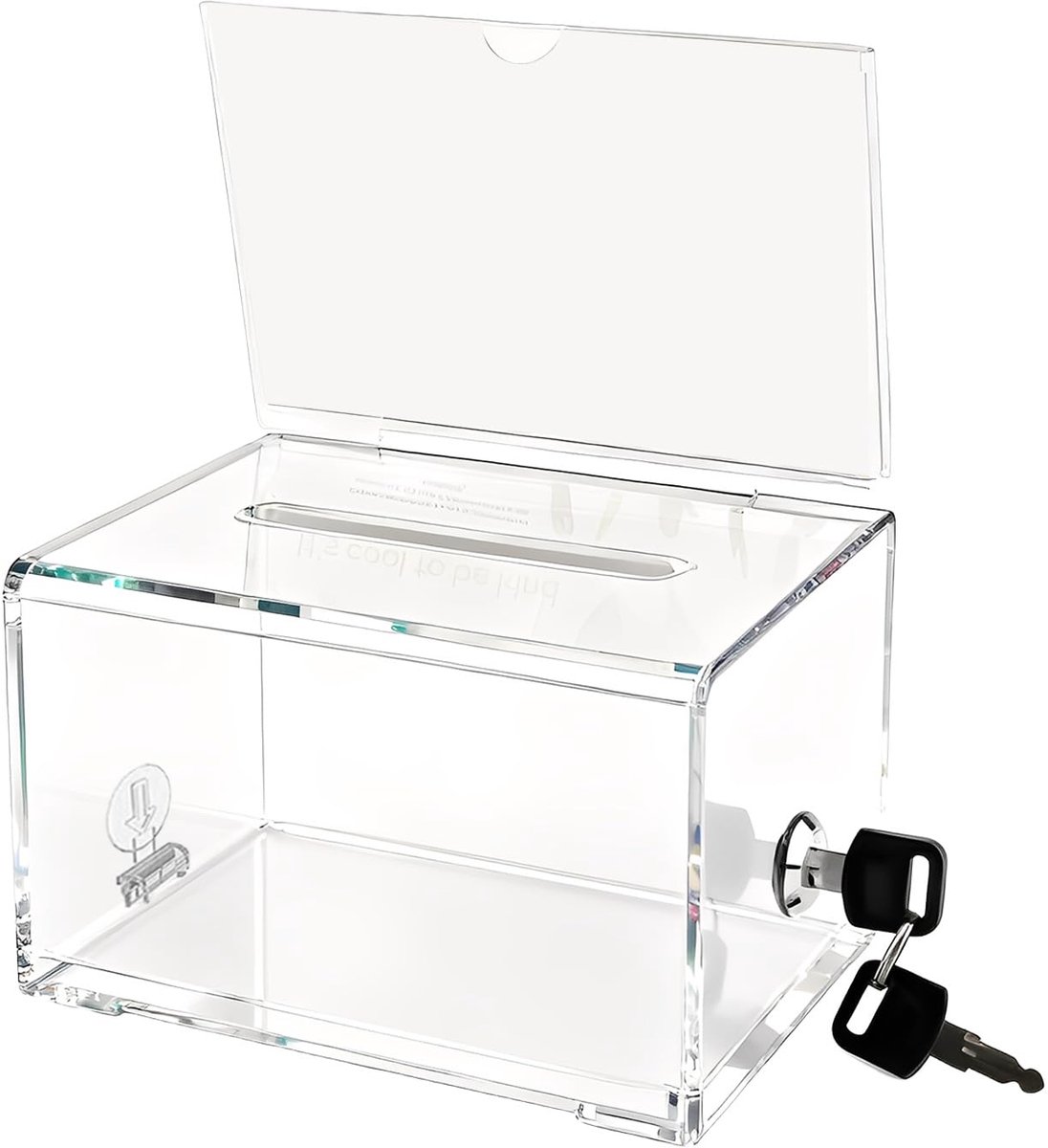 Acryl Collectebus - Met gleuf en slot - Voor donaties, verkiezingen en feedback - Transparant 16x 12x 10 cm