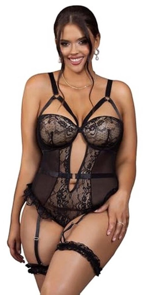 Grote Maten Lingerie Dames - Sexy Bodysuit met Jarretelhouder