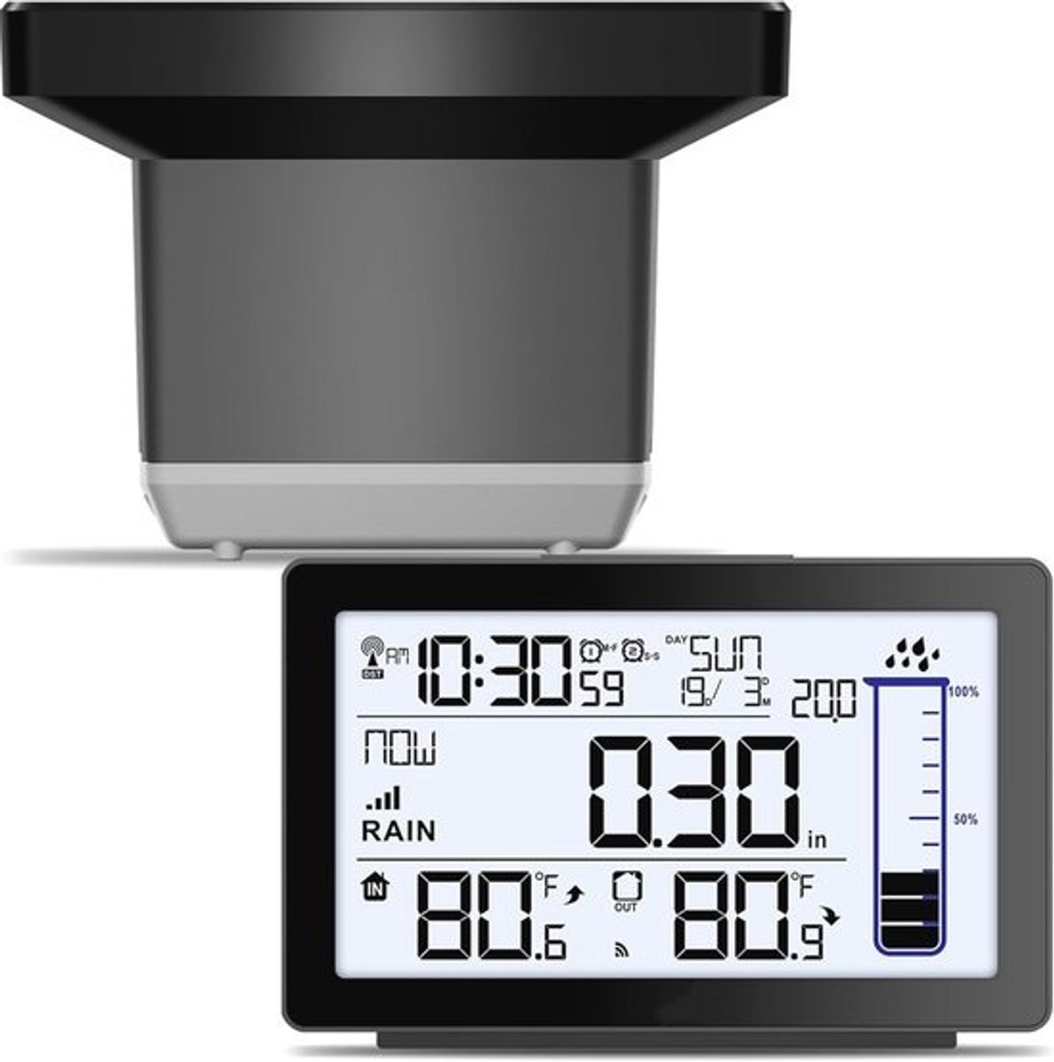 Draadloze Regenmeter voor Buiten met Temperatuur Display - Vorstbestendig en Betrouwbaar