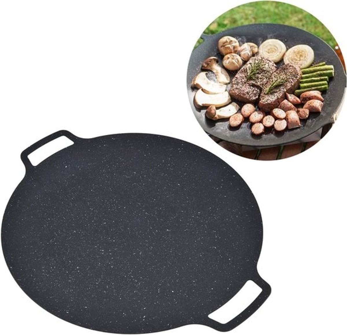 Koreaanse Grillpan - Barbecueplaat - Binnen Grillen - Anti-aanbaklaag - Rond - Zwart