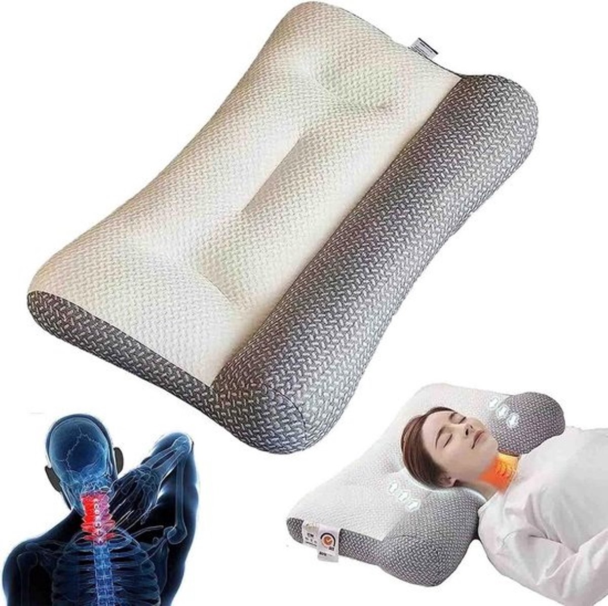 Ergonomisch Cervicaal Kussen Neksteun - Verstelbaar Orthopedisch Contouren Bedkussen 40x60cm